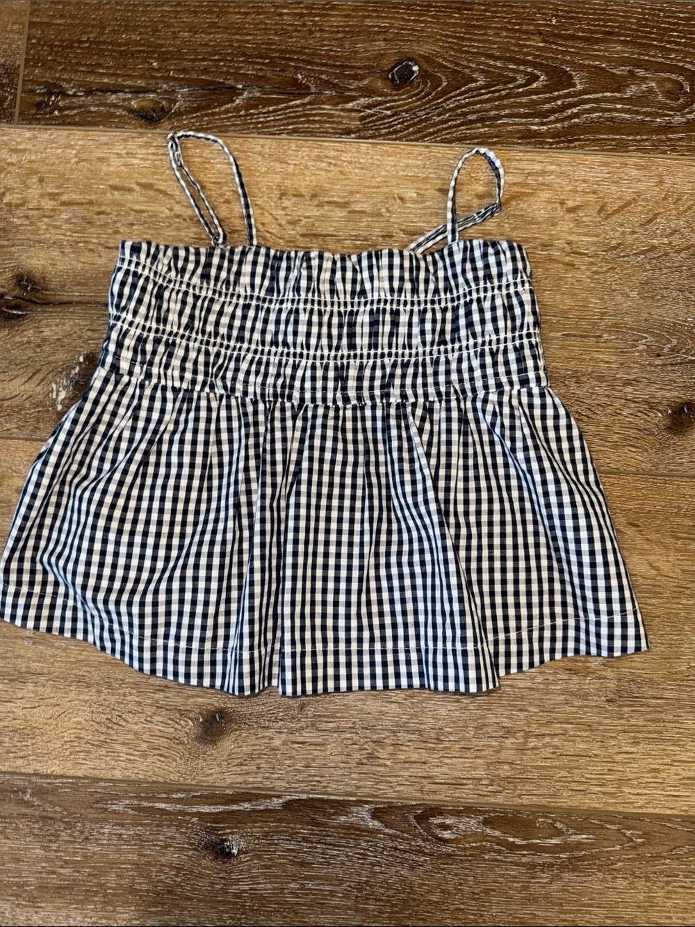 Abercrombie Kids - Gingham Smocked Top in Black & White
